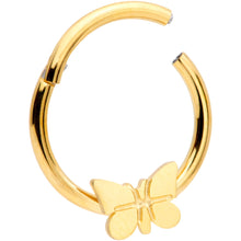 16G 3/8 Gold Tone Spring Butterfly Hinged Segment Ring