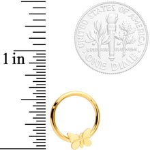 16G 3/8 Gold Tone Spring Butterfly Hinged Segment Ring