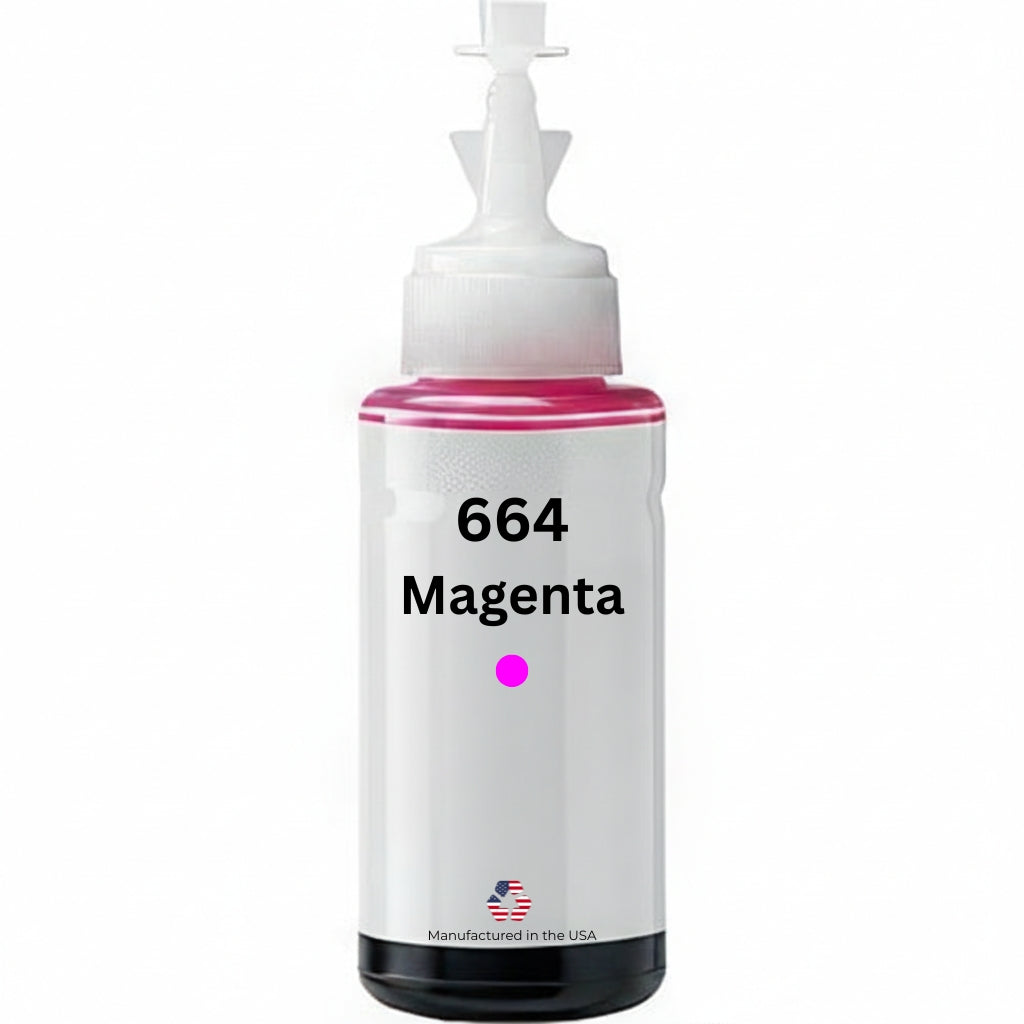 US Remanufactured for Epson 664 (T664320-S) 70ml Magenta High Yield Ink Bottle Made in the USA, T664320-S