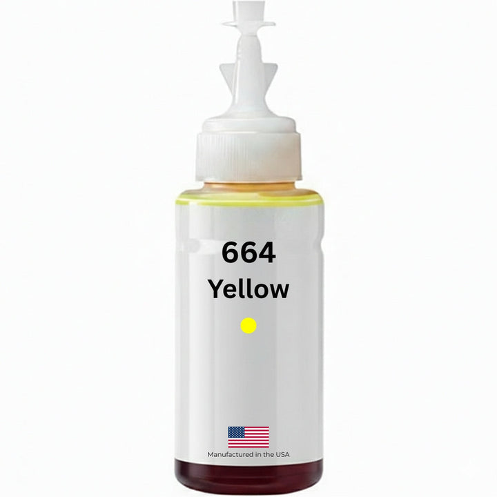 US Remanufactured for Epson 664 (T664420-S) 70ml Yellow High Yield Ink Bottle Made in the USA, T664420-S