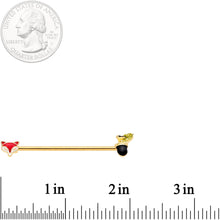 14G Gold Tone Fox and Acorn Industrial Barbell 38mm