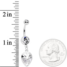 Clear Cubic Zirconia Gem Openwork Alien Dangle Belly Ring