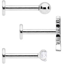 16G 5/16 Clear Gem Feather Internally Threaded Labret Set of 3