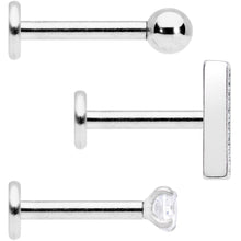 16G 5/16 Clear Black CZ Bar Internally Threaded Labret Set of 3
