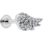 16G 5/16 Clear CZ Gem Angels Wing Labret Monroe Tragus