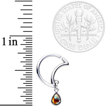 16G 3/8 Iridescent Dangle Crescent Moon Closure Ring