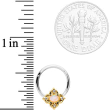 16G 3/8 Clear CZ White Faux Opal Rhombus Hinged Segment Ring