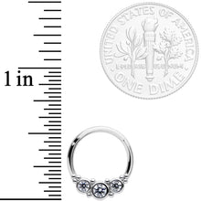 16G 3/8 Clear CZ Circle Trio Hinged Segment Ring