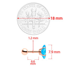 16G 1/4 Color CZ Gem Rose Gold Tone Cartilage Tragus Set of 3