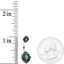 Faux Turquoise Beautiful Baroque Double Mount Belly Ring