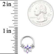 16G 3/8" Aurora CZ Gem Flower BCR Captive Ring