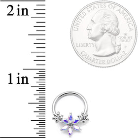 16G 3/8" Aurora CZ Gem Flower BCR Captive Ring