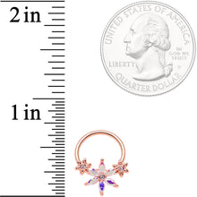16G 3/8" Aurora CZ Gem Rose Gold Tone Flower BCR Captive Ring