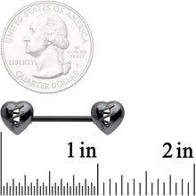 14G 9/16 Black Heal My Heart Barbell Nipple Rings