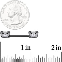 14G 9/16 Black Teddy Bear Barbell Nipple Ring Set