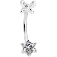 16G 3/8 Clear Gem Spring Fun Flower Curved Eyebrow Ring