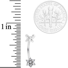16G 3/8 Clear Gem Spring Fun Flower Curved Eyebrow Ring