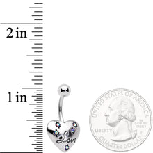 Aurora Gem Pink Pearlescent Glitter Heart Belly Ring Set of 4