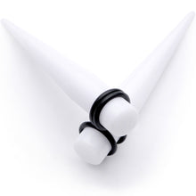 White Acrylic Straight Taper Set Available in Sizes  14G to 00G