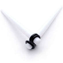 White Acrylic Straight Taper Set Available in Sizes  14G to 00G