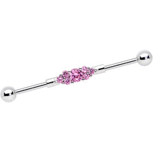 14G Pink CZ Gem Fashionista Industrial Barbell 38mm
