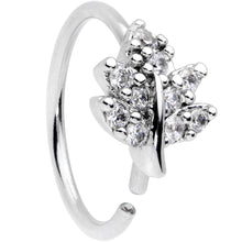 20G 5/16 Clear CZ Gem Maple Leaf Nose Hoop