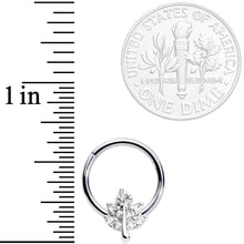 16G 3/8 Clear CZ Gem Maple Leaf Hinged Segment Ring