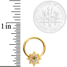16G 3/8 Clear CZ Gem Gold Tone Octagon Hinged Segment Ring