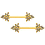 14G 9/16 Clear CZ Gem Elegant Triangle Nipple Ring Set