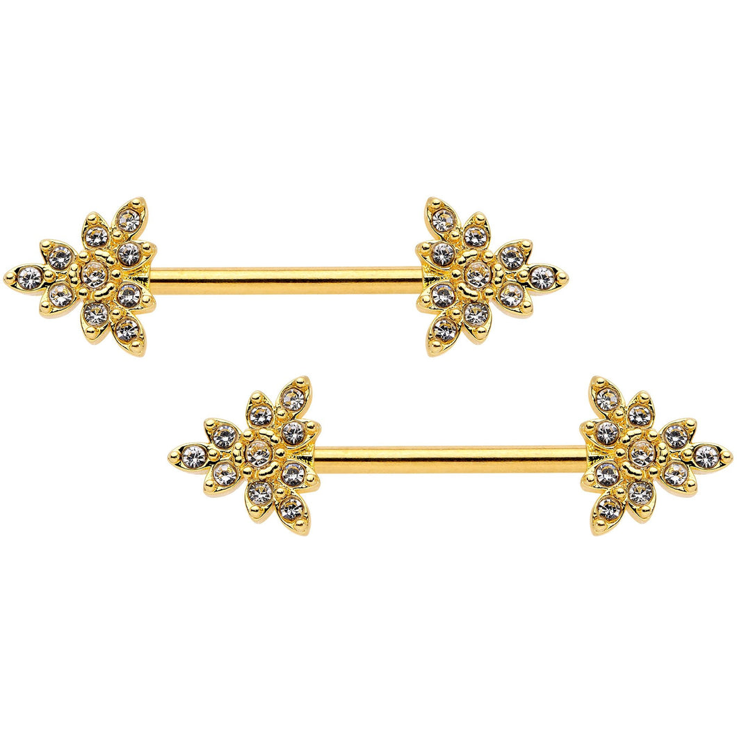 14G 9/16 Clear CZ Gem Elegant Triangle Nipple Ring Set