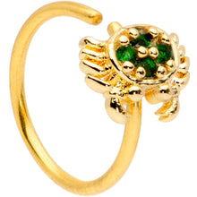 20G 5/16 Green CZ Gem Gold Tone Nautical Crab Nose Hoop