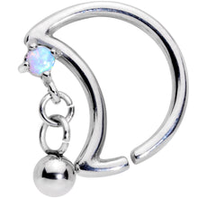 16G 3/8 White Faux Opal Crescent Moon Right Ear Closure Ring
