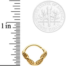 16G 3/8 Gold Tone Ring of Feathers Closure Ring