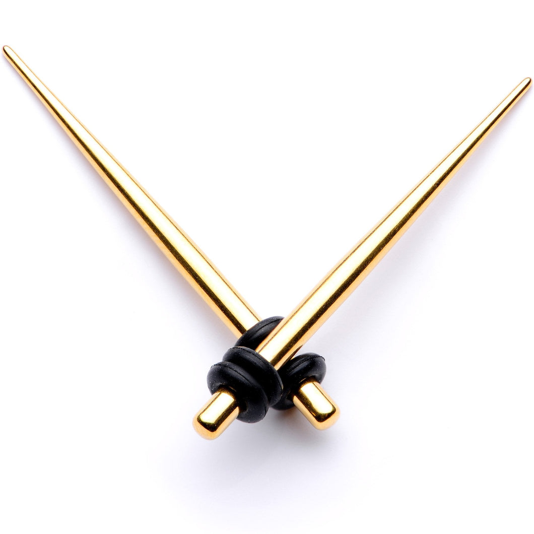 Gold Tone Anodized Straight Taper Set Available in Sizes  12G to 00G
