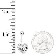 Clear Gem Dog Paw Print Heart Puppy Love Belly Ring