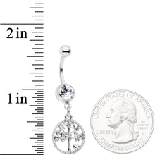 Clear Gem Love Tree of Life Dangle Belly Ring
