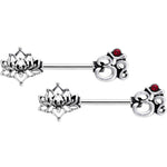 14G 9/16 State of Zen Yoga Om Lotus Flower Nipple Ring Set