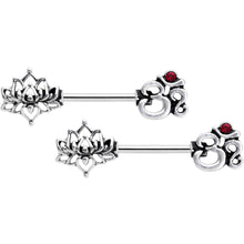 14G 9/16 State of Zen Yoga Om Lotus Flower Nipple Ring Set