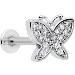 16G 5/16 Clear CZ Gem Spring Butterfly Labret Monroe Tragus