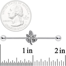 14G Clear Gem Maple Leaf Industrial Barbell 38mm