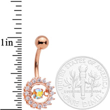 Clear Aurora Gem Rose Gold Tone Elegant Dance Crown Belly Ring