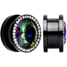 Vitrail Clear CZ Gem Black Hypnotic Screw Fit Plug Set