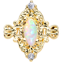 16G 1/4 White Synthetic Opal Gold Tone Oval Cartilage Tragus