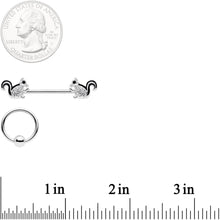14G Clear Gem Squirrel BCR Barbell Nipple Ring Set of 4