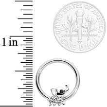 14G 1/2 Clear Gem Elephant BCR Captive Nipple Ring Set