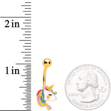 Gold Tone Color Swirl 80s Retro Unicorn Belly Ring