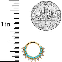 16G 5/16 Turquoise Gold Tone Western CZ Bendable Daith Cartilage