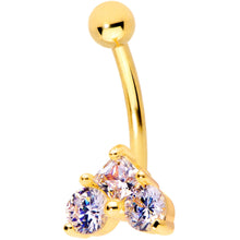 16G 5/16 Clear Gem Trio Gold Tone Heart Curved Eyebrow Ring
