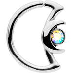 16G 3/8 Aurora Gem Crescent Moon Closure Ring