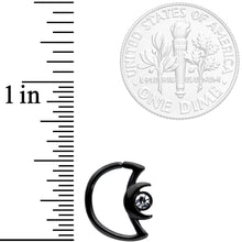 18G 3/8 Clear Gem Black Crescent Moon Closure Ring